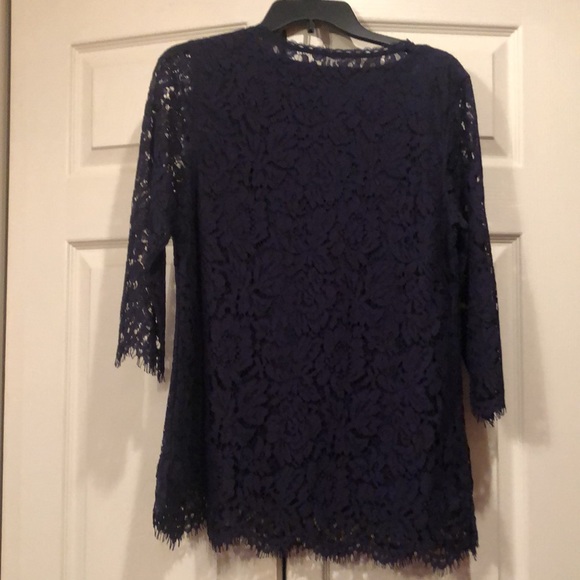 Isaac Mizrahi Live -Small -Navy -Lace Tunic with Built in Tank - Picture 4 of 5